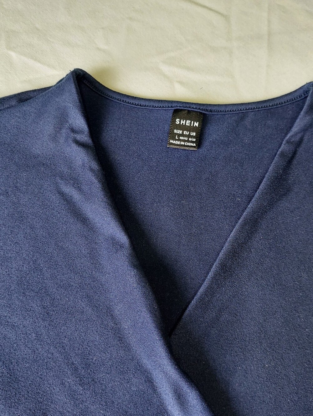 Navy Wrap-Style Long Sleeve Crop Top with Waist Ties - Picture 8 of 8